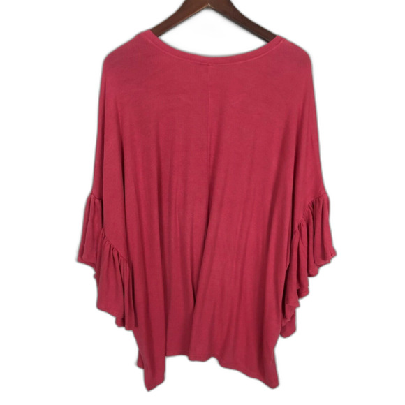 Anthropologie Akemi + Kin Pink Ribbed Oversize Ruffle Top Women's Size XS/S - Picture 6 of 6